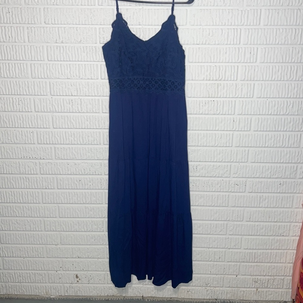 Navy Lace Top Maxi Dress